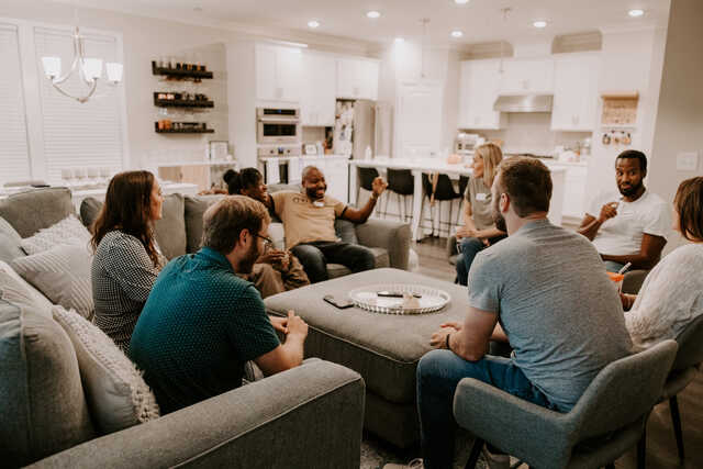 married group meeting in a living room